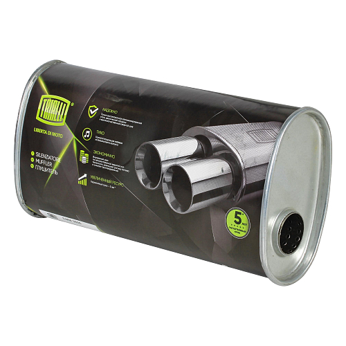 Глушитель универсальный (овальный) 131х221, L=430, d=50, смещение 45 мм (алюминизированная сталь)