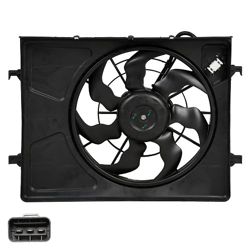 Электровентилятор охлаждения для автомобилей KIA CEED (07-)/Hyundai Elantra (HD) (06-) 1.4i/1.6i (с кожухом и резистором)