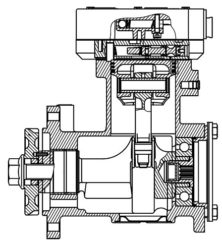 Компрессор воздушный для автомобилей КАМАЗ с дв. Cummins ISLe (1 цилиндр)