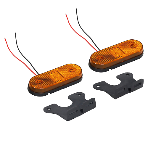 Огонь габаритный светодиодный, 12/24В, овальный, оранжевый, съемный кронштейн, комплект 2 шт.