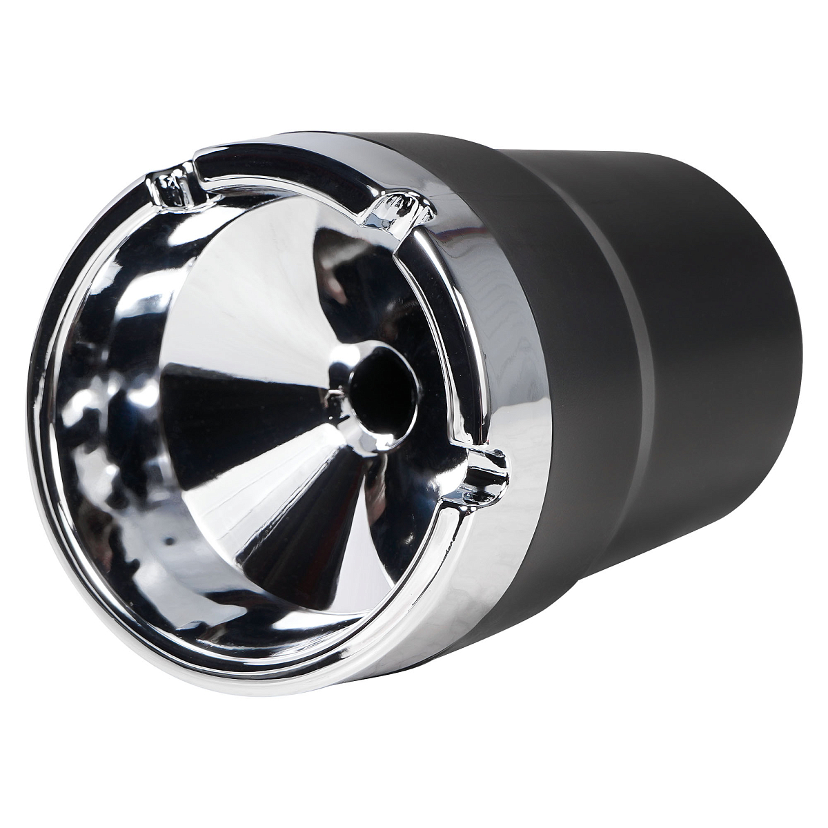 Пепельница классическая, круглая, цвет черный/хром