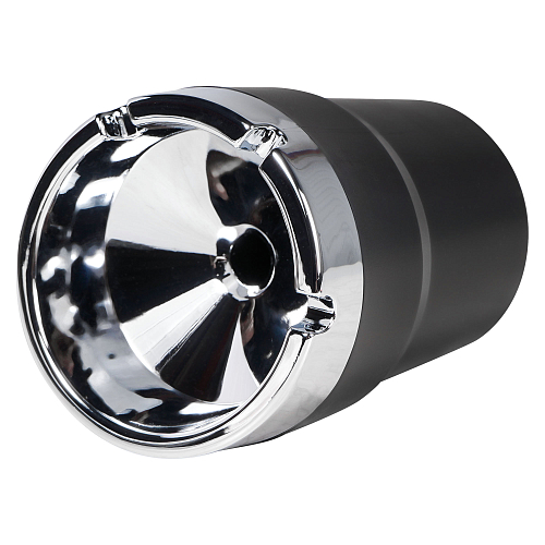 Пепельница классическая, круглая, цвет черный/хром