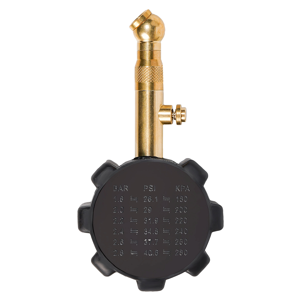 Манометр стрелочный металл. 7АТМ диам. 40мм обрезин. с клапаном сброса PRO