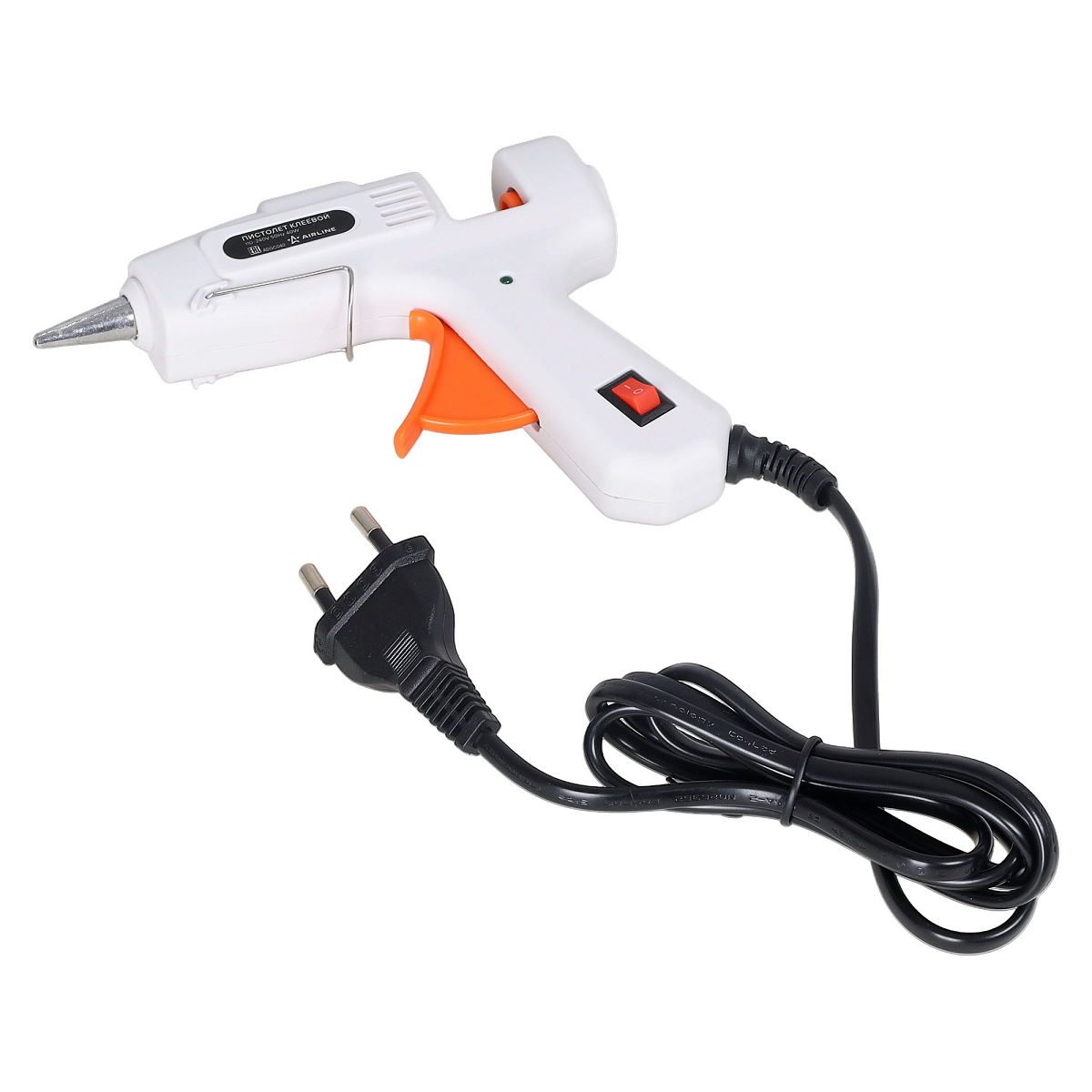 Пистолет (термо) клеевой электрический, сопло 7мм, 220В/40Вт, белый/оранж.
