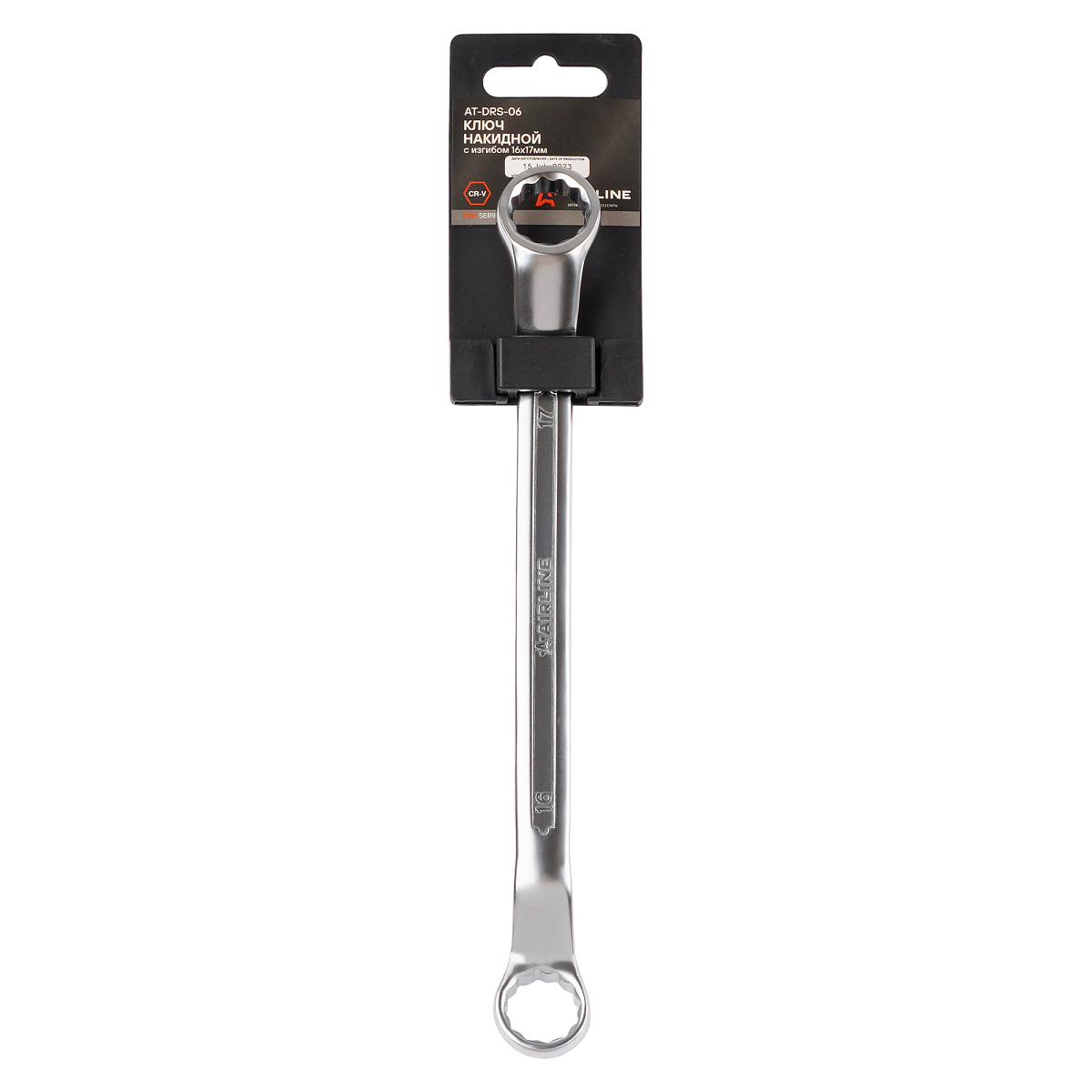 Ключ накидной с изгибом 16х17мм PRO, пласт.подвес