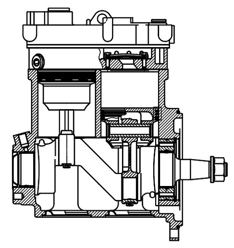 Компрессор воздушный для а/м Renault Trucks Premium II (05-)/Kerax (97-) [DXi 11] (2 цилиндра, 636 см3)