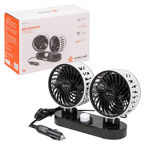 Вентилятор в салон двойной 2x12см 12В, общая регулировка, скотч