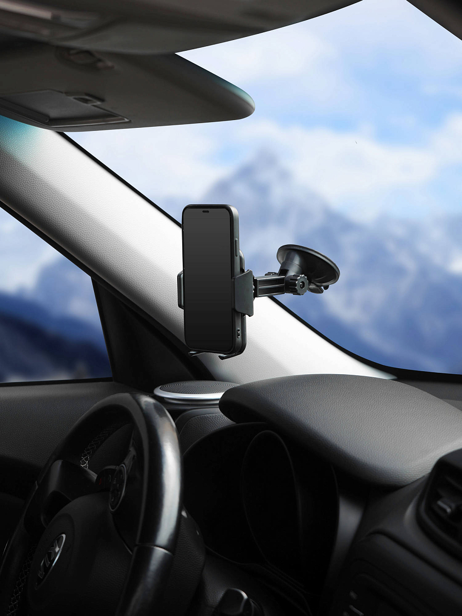 Держатель для телефона автомобильный присоска на лобовое стекло на короткой штанге