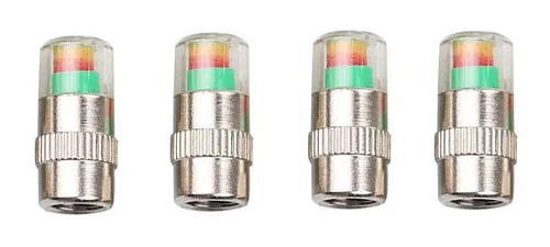 Колпачки на шинный вентиль S-2, с индикатором давления, на 2.5 Bar, 4 шт.