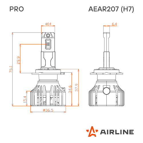 Лампа светодиодная H7 PRO, 50Вт, 9200Лм (4600Лм x 2), 6000К (Белый), 12/24В, комплект 2 шт.