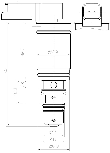 Клапан регулирующий компрессора кондиционера для автомобилей Citroen C4 (04-)/Peugeot 308 (07-) (тип Denso)