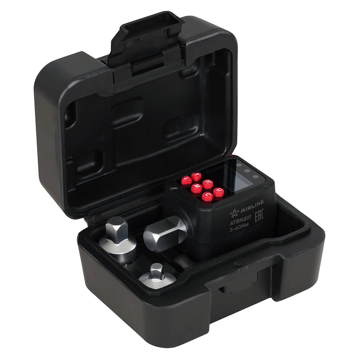 Адаптер динамометрический цифровой 1/2" 3-60Нм, с переходниками (1/4", 3/8"), кейс