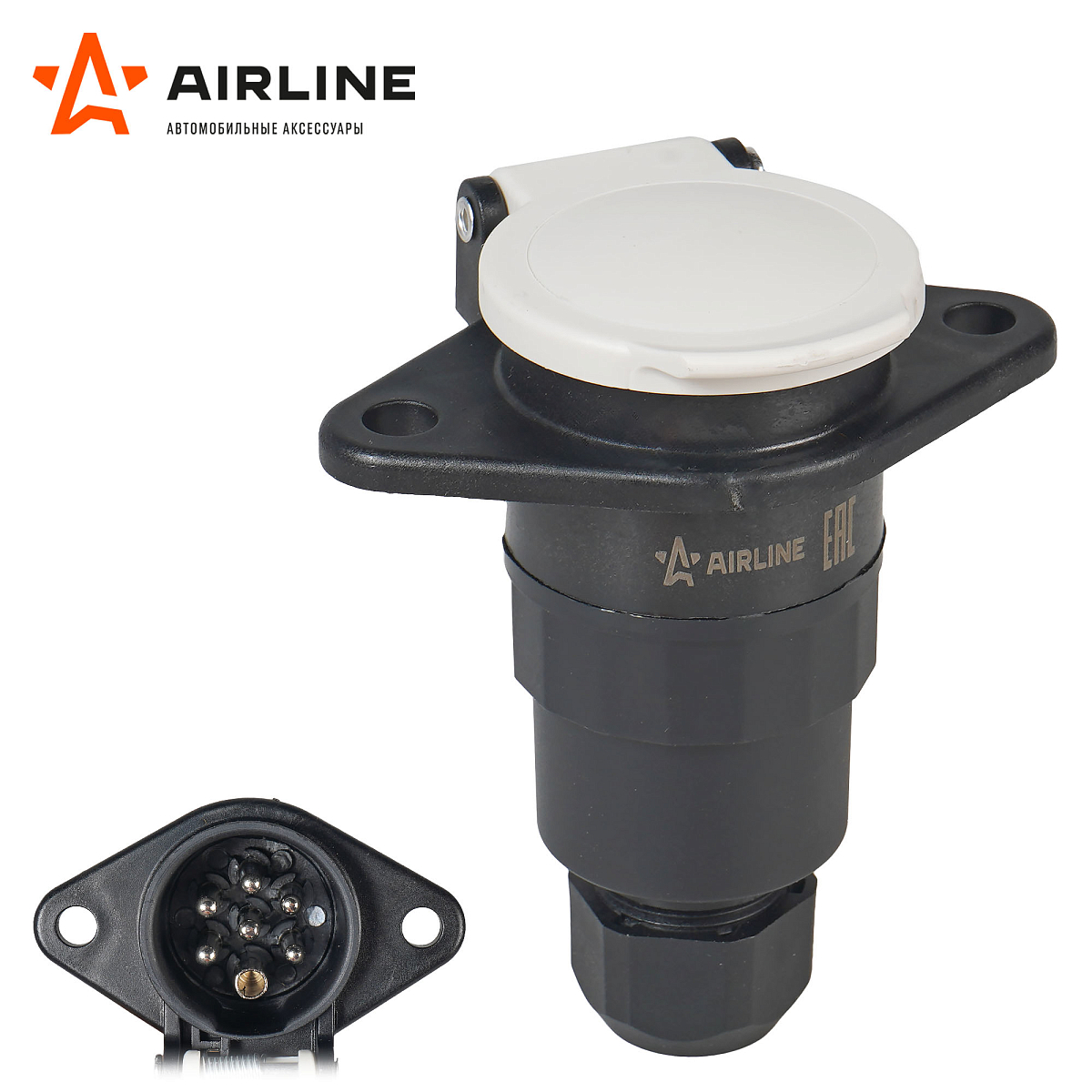 Розетка прицепа/тягача 24В тип-S 7 контактов пластик (гайка)