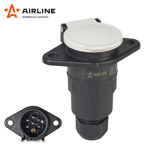 Розетка прицепа/тягача 24В тип-S 7 контактов пластик (гайка)