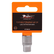 Головка торцевая 3/8"DR шестигранная 9мм, L=25мм пласт. подвес