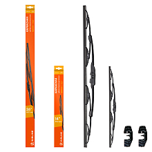 Щетки стеклооч комплект (2 штуки) 650/350мм (26"/14") каркасные с креплением "Крючок 9х3, 9х4 мм" (AWBJ012) МП-серия