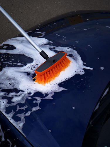 Швабра с насадкой для шланга, щеткой 20см и ручкой 110см