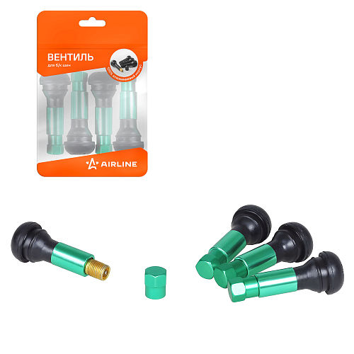 Вентиль для б/к шин TR414C c декор. колпачком, зеленый, 4 шт.