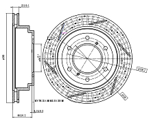 Диски тормозные для автомобилей Mitsubishi Pajero III (00-) / Pajero IV (06-) задний d=300 PRO (перфорированный / слотированный / окрашенный)