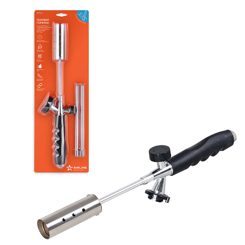 Горелка газовая на цанговый баллон, с трубными удлинителями сопла, анти-вспышка, ручной поджиг, 78*9*5 см