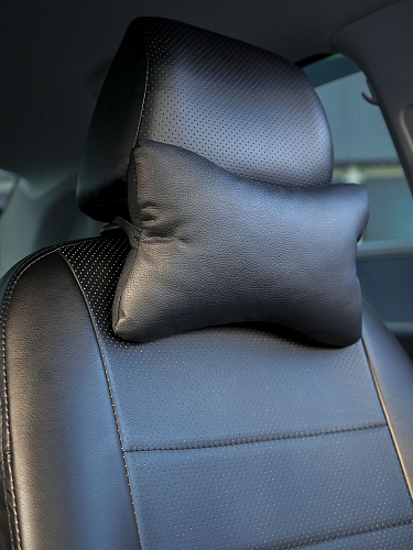 Подушка-косточка на подгол."ЭКО", искусств.кожа/полиэстер, 1 шт., черная