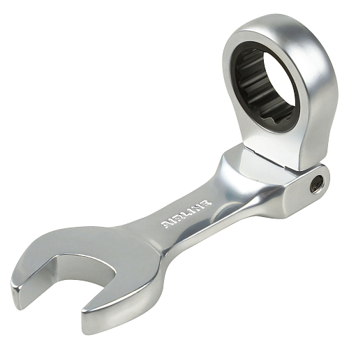 Ключ комбинированный трещоточный шарнирный короткий 19мм PRO, пласт.подвес