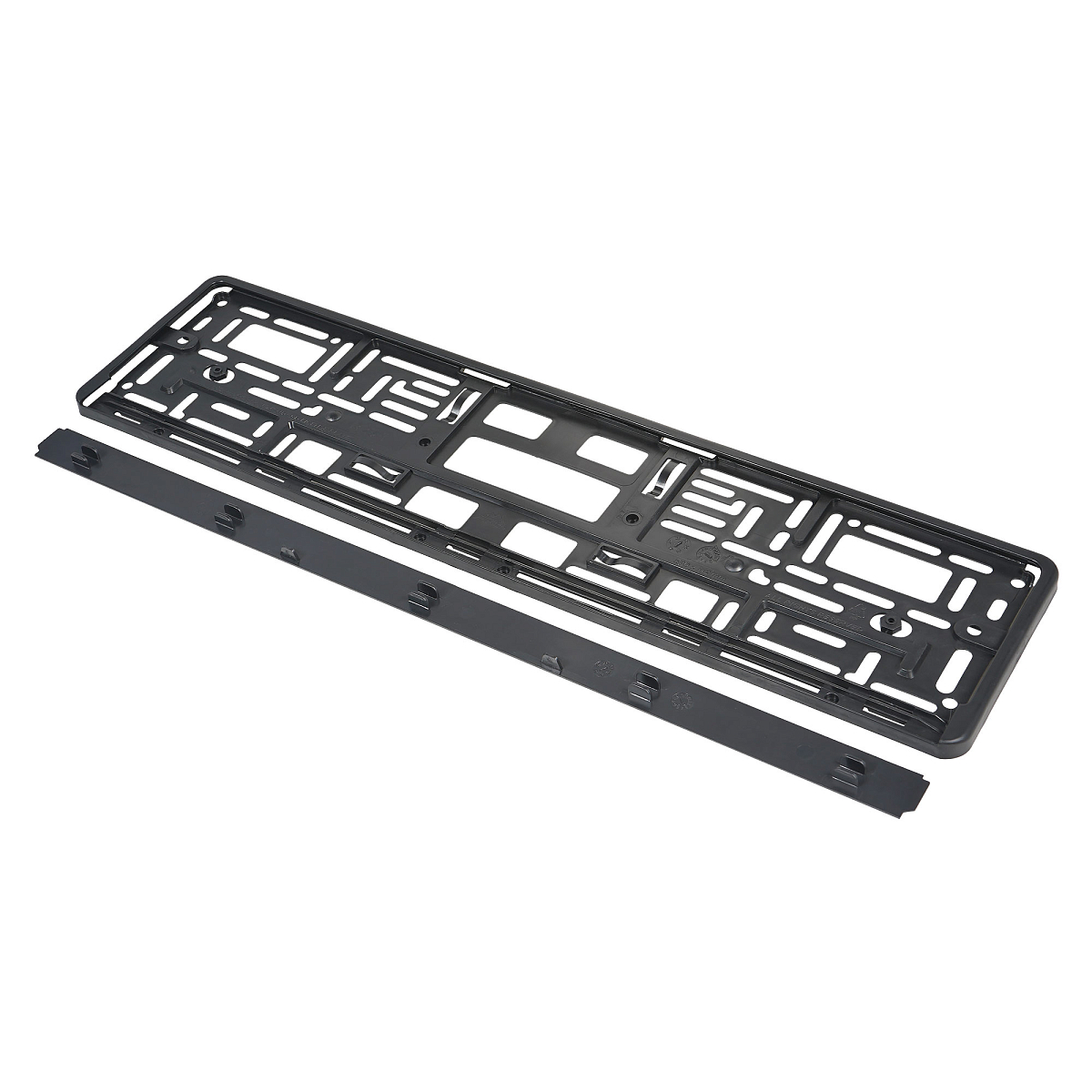 Рамка под номерной знак "Russia", рельефная, с нижней запорной планкой, черная