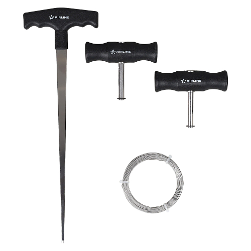 Инструмент для демонтажа стекол, набор 4 пр. (шило, рукоятка 2шт., струна)