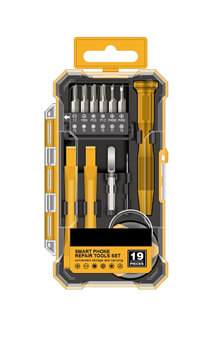 Инструмент для точных работ, набор 19пр. (рукоятка, биты PH, SL, TORX), пласт. кейс МП-серия