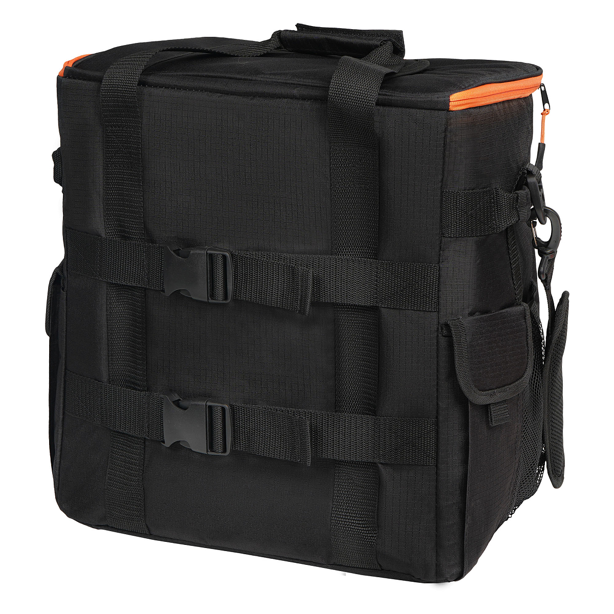 Сумка-холодильник (термосумка) на колесах с телескоп.ручкой 48 л, водонепр., черн./оранж.