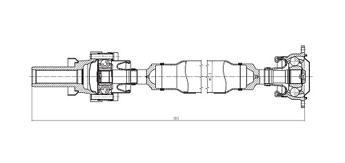 Карданный вал задний в сборе для автомобилей Suzuki Grand Vitara (05-) 2.4i (4WD) (с фланцем со скользящей вилкой под сальник)