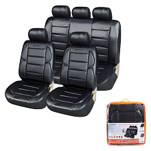 Чехлы для сидений универсальные "PREMIER", 11 пред, повыш. комфорт, иск.кожа, черн.