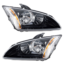 Фары для автомобилей Ford Focus II (05-) (головного света) галоген, электрический корректор, цвет рамы: черный, комплект: левая и правая (2 штуки)