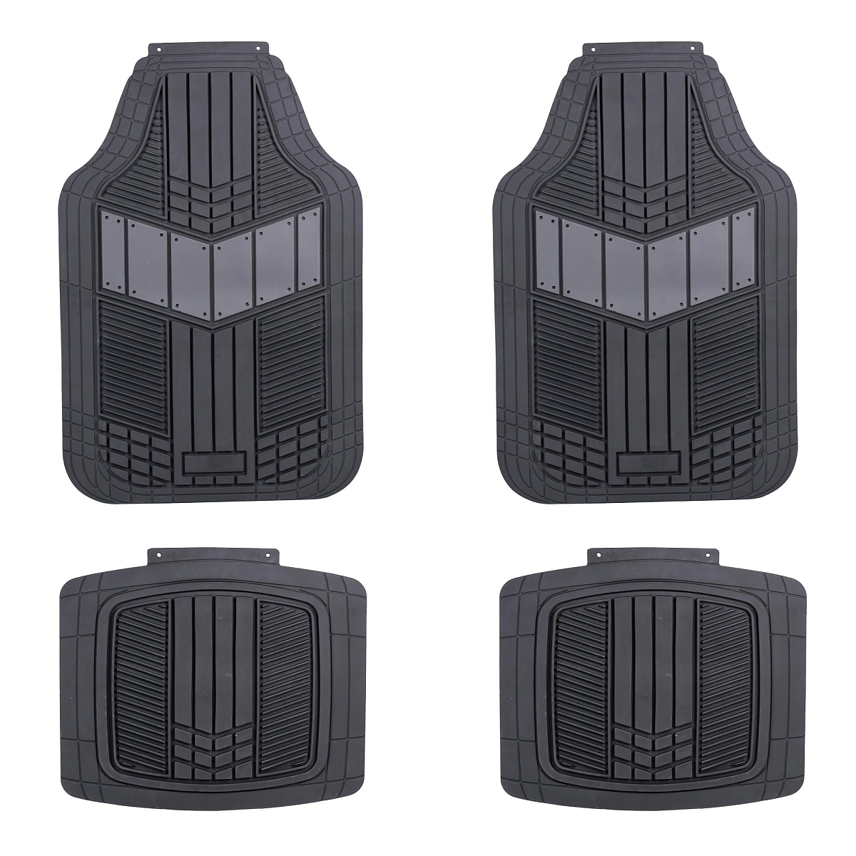 Ковры в салон, ПВХ, универсальные, черные/серые, компл. 4 шт.
