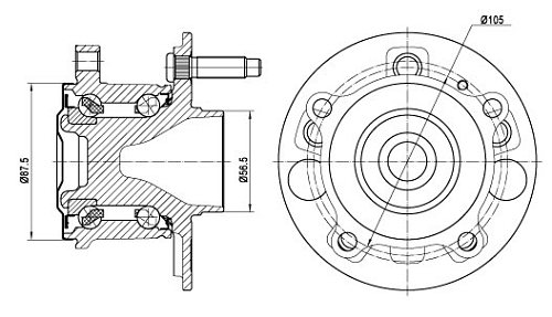 Ступица задняя в сборе с подшипником для автомобиля Chevrolet Tracker (19-)