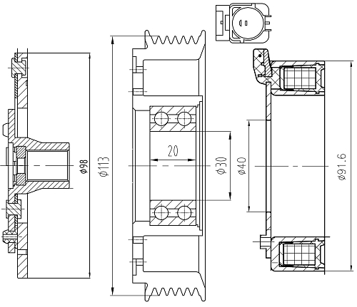 Муфта электромагнитная компрессора кондиционера для компрессоров LCAC 08L4 (LUZAR)