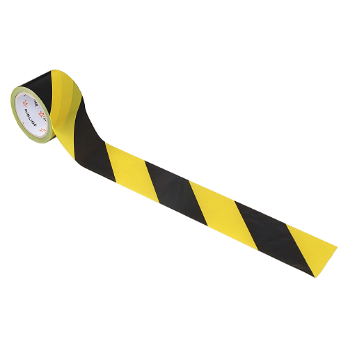 Лента сигнальная оградительная 75мм*100м, 30мкм цвет черный/желтый