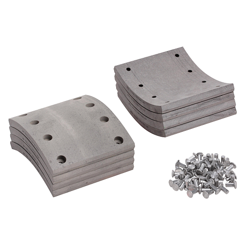 Накладка тормозной колодки для автомобилей МАЗ 6422, ремонтный комплект 8 шт. R0 с заклепками 160х187,5