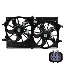 Электровентилятор охлаждения для автомобилей Ford Focus I (98-) (2 вент.) (с кожухом и резист.) A/C