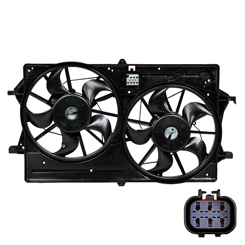 Электровентилятор охлаждения для автомобилей Ford Focus I (98-) (2 вент.) (с кожухом и резист.) A/C