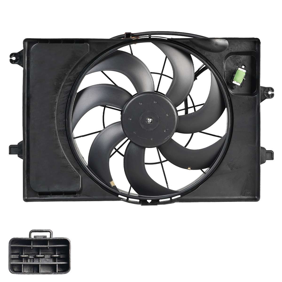 Электровентилятор охлаждения для автомобилей Hyundai Creta (21-) 1.6i/2.0i (с кожухом и резистором)