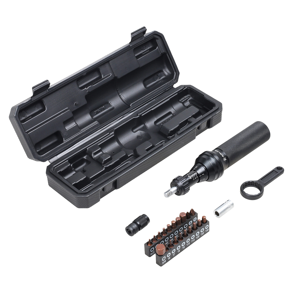 Отвертка динамометрическая 1/4" 2-8Нм, с битами 23 пр. (PH, HEX, TORX), кейс