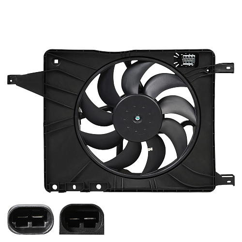 Электровентилятор охлаждения для автомобилей Nissan Qashqai (06-) (с кожухом и резистором)