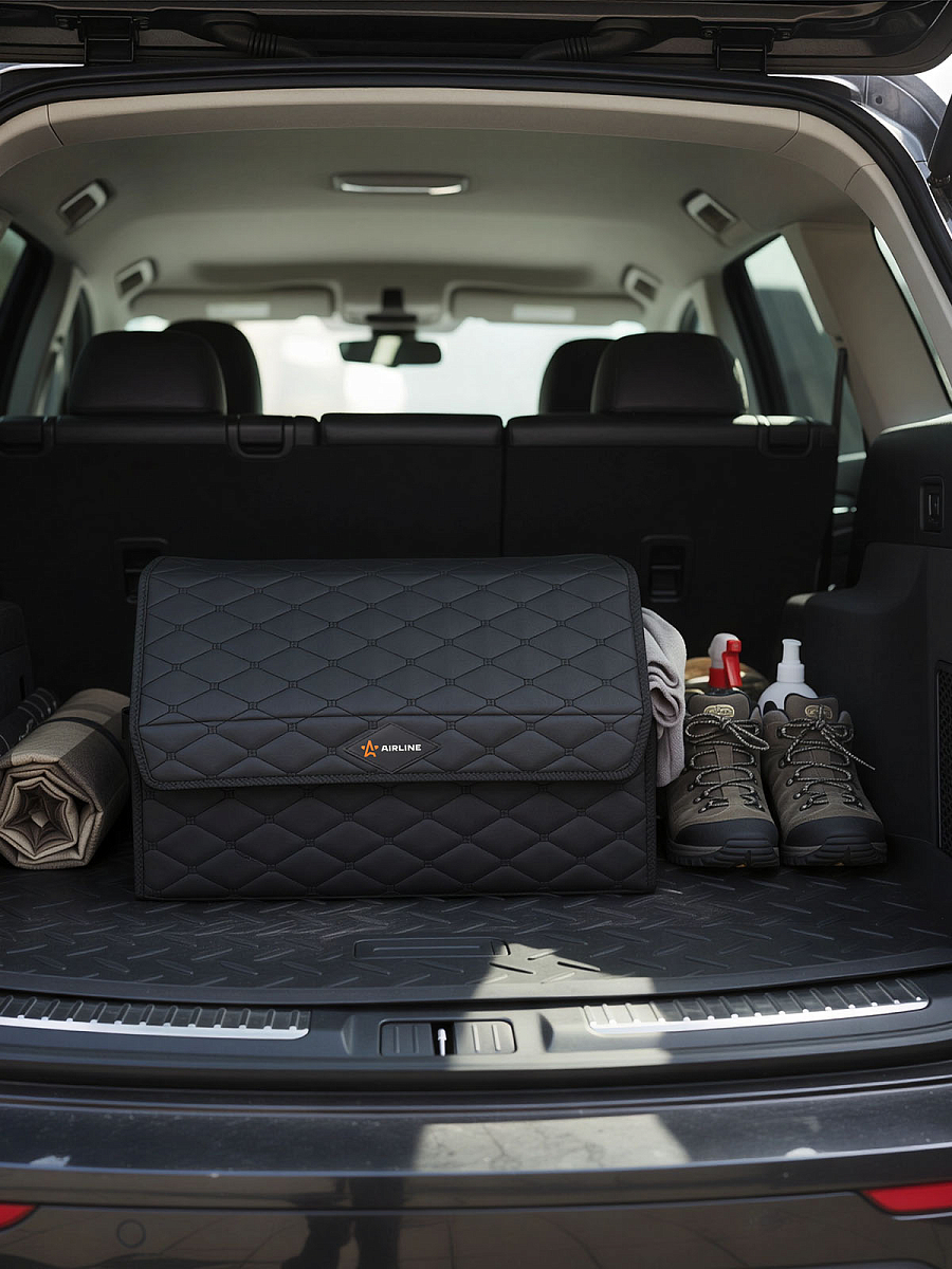Органайзер-саквояж в багажник (55*30*35 см), стёганный ромб, цвет черный, МП-серия