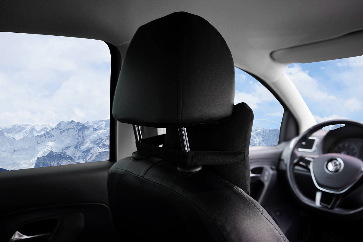 Подушка-косточка на подгол."Алькантара", ткань, 1 шт., черная