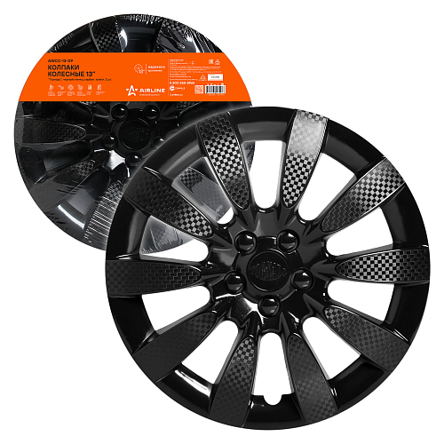Колпаки колесные 13" "Торнадо", черный глянец, карбон, компл. 2 шт.