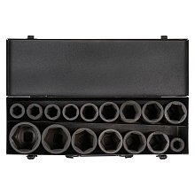 Набор головок ударных 3/4"DR L=90мм, 16пр. (17-50мм) металл. кейс