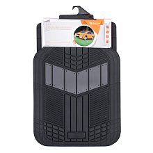 Ковры в салон, ПВХ, универсальные, черные/серые, компл. 4 шт.