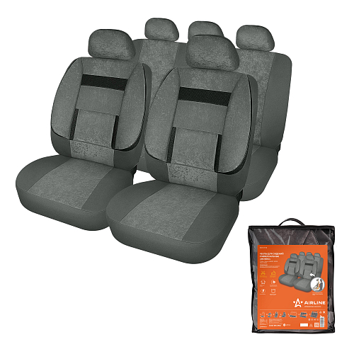 Чехлы для сидений универсальные "MONRO", 11 пред., повыш. комфорт, велюр, темно-сер.