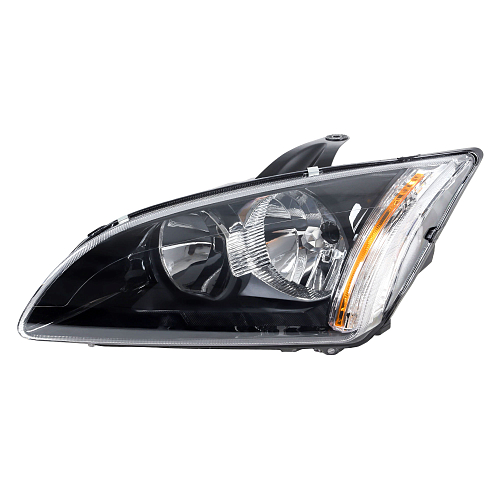 Фара для автомобилей Ford Focus II (05-) (головного света) галоген, электрический корректор, цвет рамы: черный, левая